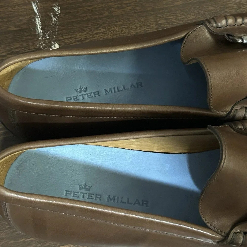 Peter Millar Bit Loafer Crown Leather Shoes Men's Sz. 13M Brown Driving Slip On